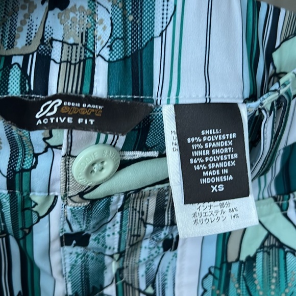 Eddie Bauer Active Fit Skort Skirt Green Floral Stripes Stretch Quick Dry Sz. XS - Picture 2 of 5